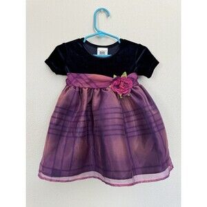 Brooke Lindsay Made In The USA Girls Velvet Tulle Purple Dress Size 12 Months